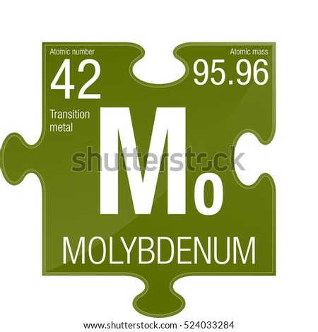 Molybdenum symbol. Element number 42 of the Periodic Table of the Elements - Chemistry - Puzzle piece with green background