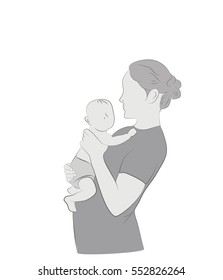 mom and babe. vector illustration.