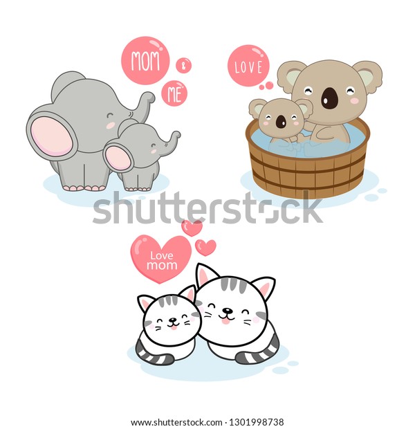 Caricature Pour Maman Et Bebe Animal Image Vectorielle De Stock Libre De Droits