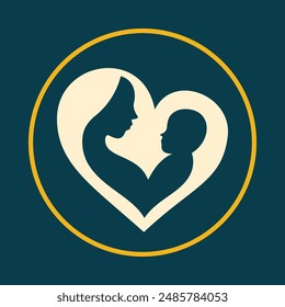 Mom and baby beneficial trendy icon attractive abstract vector illustration artwork design