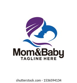 Mom and baby care logo design. Image of stock vectors icon for a happy mother's day celebration.