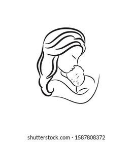 Mom And Baby , Baby Care Logo Design Concept Template , Mother Care Logo