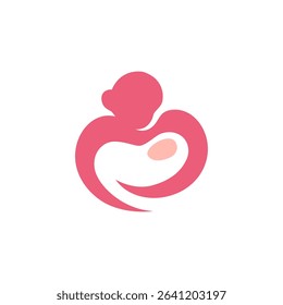 Mom and baby care logo Mother child care design illustration