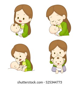 Mom and baby cartoon set 2