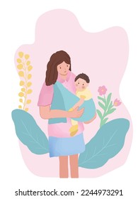 Mom and Baby Cartoon Vector