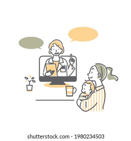 mom and baby having conversation with doctor