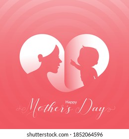 Mom, baby and heart. Vector mother's day illustration.