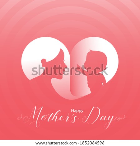 Mom, baby and heart. Vector mother's day illustration.