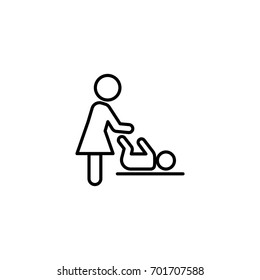 mom with baby line black icon