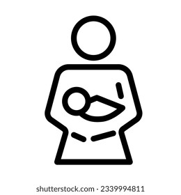 Mom and baby line icon, maternity concept, Mother holding baby with her arms vector sign on white background, Breast-feeding symbol in outline style for mobile concept and web design