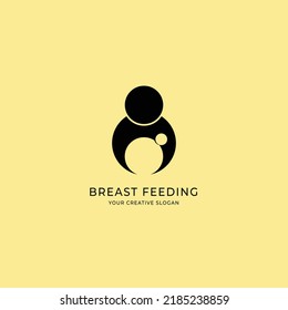 Mom and baby logo, breast feeding with modern vector style