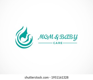 mom and baby logo baby care design vector