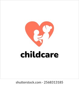 Mom and baby logo, child care design vector