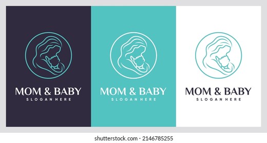 Mom and baby logo with creative concept