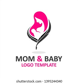 mom and baby logo design inspiration . mom baby logo template . mom baby and feather logo template . breastfeeding logo template