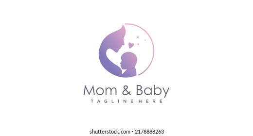 Mom and baby logo design with modern unique style Premium Vector