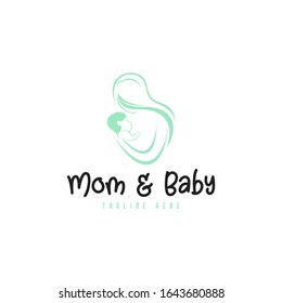 Mom And Baby Logo Design Vector Template