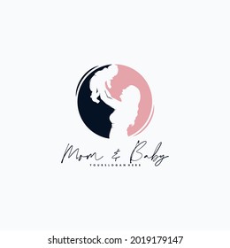 Mom and baby logo design vector