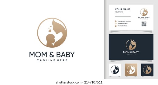 Mom baby logo design vector with creative concept