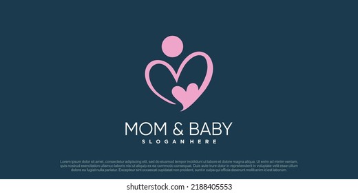 Mom and baby logo design vector with creative unique concept