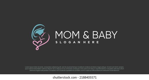 Mom and baby logo design vector with creative unique concept