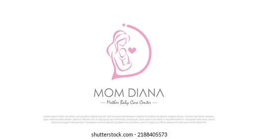 Mom and baby logo design vector with creative unique concept