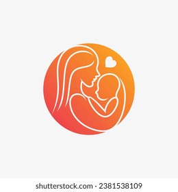 Mom and baby logo design vector for maternity clinic with creative element concept