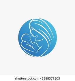 Mom and baby logo design vector for maternity clinic with creative element concept