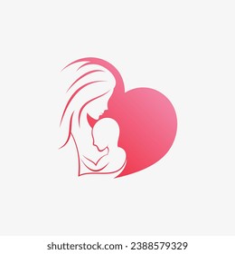 Mom and baby logo design vector for maternity clinic with creative element concept