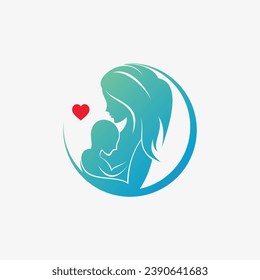 Mom and baby logo design vector for maternity clinic with creative element concept