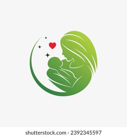 Mom and baby logo design vector for maternity clinic with creative element concept