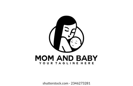 Diseño del logo de mamá y bebéDiseño del logo de mamá y bebé. Madre y bebé en una simple ilustración de estilo.