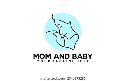 Mom and baby logo designMom and baby logo design. Mother and baby in simple style illustration.