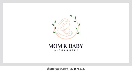 Mom and baby logo with element concept