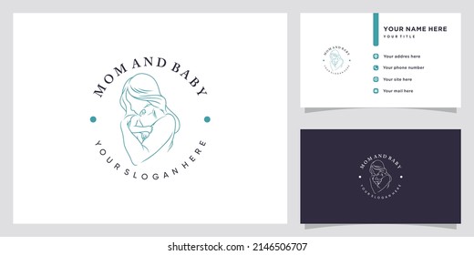 Mom and baby logo with modern style concept