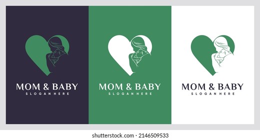 Mom and baby logo with negative space concept