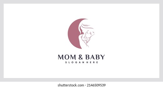 Mom and baby logo with negative space concept