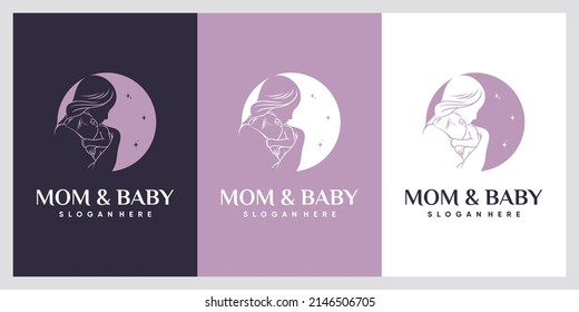 Logo de mamá y bebé con concepto de espacio negavido