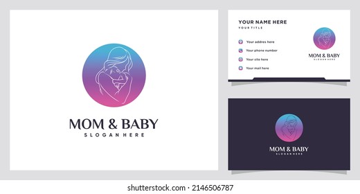 Mom and baby logo with negavite space concept