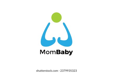 Mom and baby logo symbol of parenting and pregnancy life