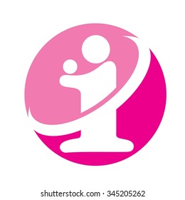 mom and baby logo vector.