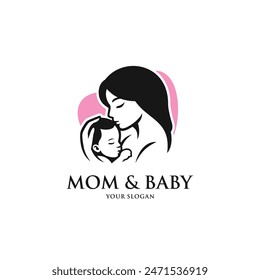 Mom and baby logo vector. EPS 10 editable vector