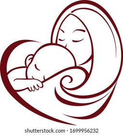 Mom and Baby with love Logo Template  