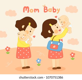 mom and baby love moment  together