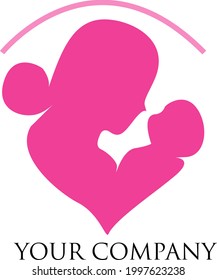 mom and baby maternity logo with pink color