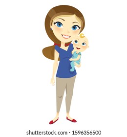 mom and baby. Mother hugs the child. Vector illustration in a cartoon style
