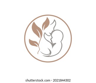 Mom and baby, Motherhood and Childbearing Logo Design Vector Template Illustration Element.