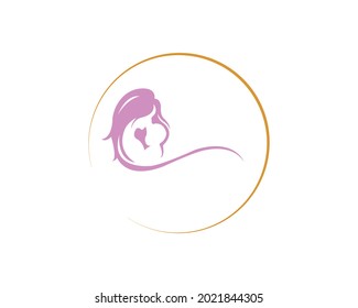 Mom and baby, Motherhood and Childbearing Logo Design Vector Template Illustration Element.