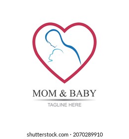 Mom and baby, Motherhood and Childbearing Logo Design Inspiration Vector