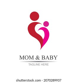 Mom and baby, Motherhood and Childbearing Logo Design Inspiration Vector